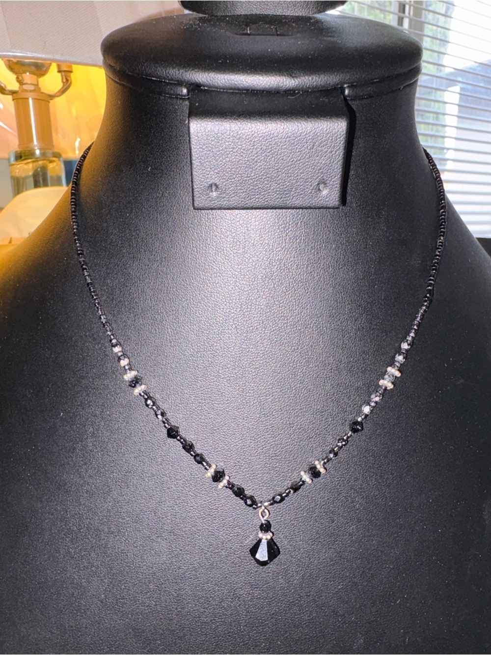 Elegant Black Crystal Beaded Necklace - Women Jewelry 14” w 2” extend